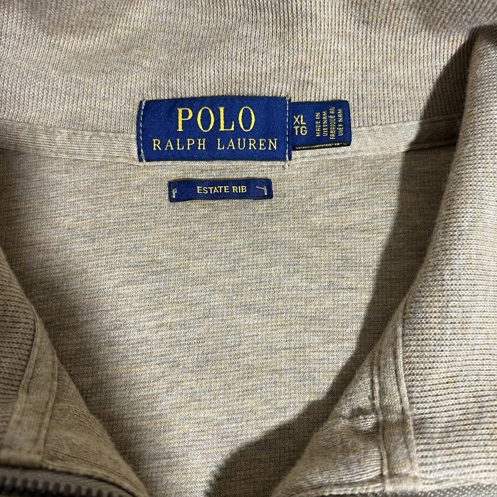 Polo Ralph Lauren Estate Rib Mockneck Quarter Zip Pullover Sweater Tan Size XL - Picture 5 of 10
